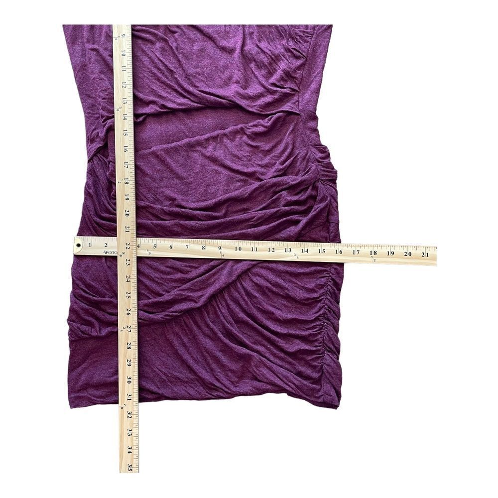 Heather Bordeaux Draped Ruched Bubble Hem Mini Dress Long Sleeve Purple Size M - Picture 9 of 11
